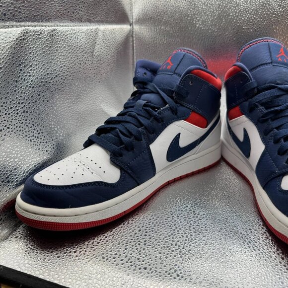 Size 10 Air Jordan 1 Mid‎ SE Hyper Royal White Olympic USA Sneakers 852542-104 main image 12